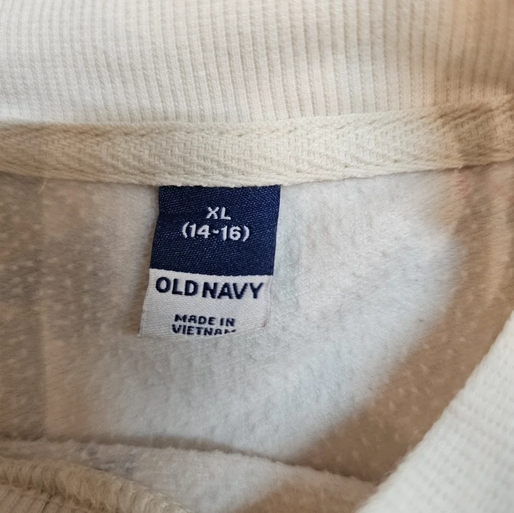 Old Navy Kids XL 14–16 Sweatshirt Mock Neck Cream Heart Star Print Pullover